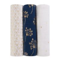 Набор из 3-х муслиновых пеленок 120х120см metallic gold deco