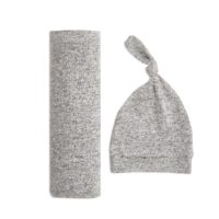 Набор плед трикотажный и шапочка Heather Grey aden+anais