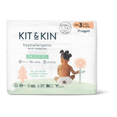 Еко підгузки Kit&Kin розмір 3 (34 шт/уп), 6-10 кг, Кролик/Ведмідь, 6-10 кг