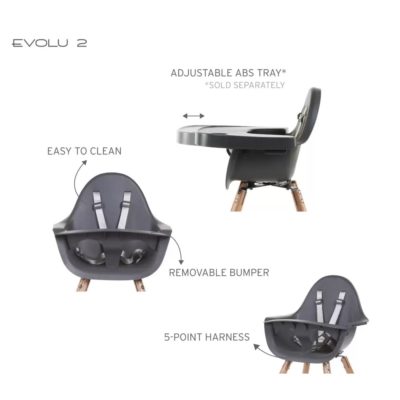 Стілець для годування Childhome Evolu 2 з бампером - natural/anthracite - Зображення 7