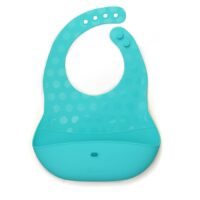 Слюнявчик силіконовий Pöket набір 2 шт захисту під час їжі- Aqua/Grey, BBluv - Зображення 4