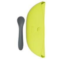 Слюнявчик силіконовий Pöket набір 2 шт захисту під час їжі- Lime/Grey, BBluv - Зображення 5