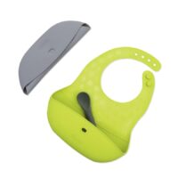 Слюнявчик силіконовий Pöket набір 2 шт захисту під час їжі- Lime/Grey, BBluv - Зображення 2