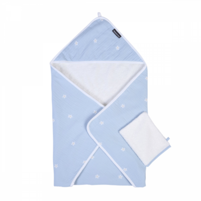Рушник з капюшоном Childhome 80x80, flower blue