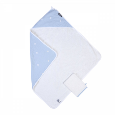 Рушник з капюшоном Childhome 80x80, flower blue - Зображення 2