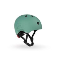 Шолом захисний дитячий Scoot and Ride, сіро-зелений, з ліхтариком, 51-53см