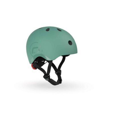 Шолом захисний дитячий Scoot and Ride, сіро-зелений, з ліхтариком, 51-53см