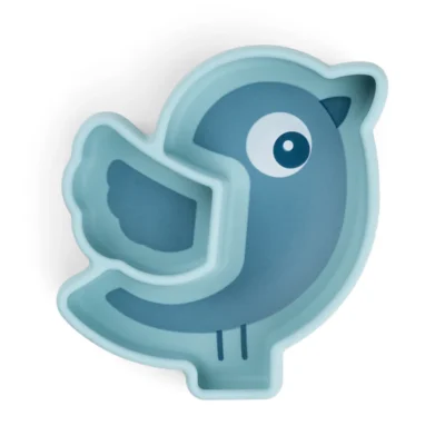 Силіконова тарілка для перекусів Stick&Stay Birdee, Синя