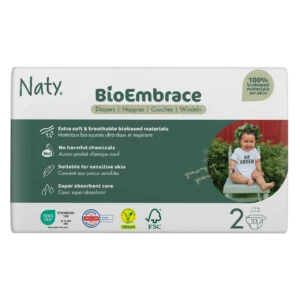Одноразові дитячі підгузки BioEmbrace "NATY". Розмір 2 (3-6 кг.), 33 шт.