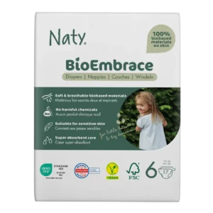 Одноразові дитячі підгузки BioEmbrace "NATY". Розмір 6 (16+ кг.), 17 шт.
