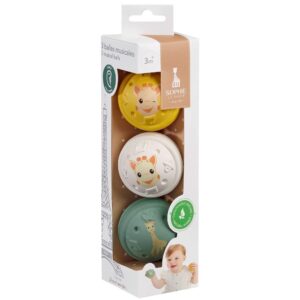 Набір з 3 каучукових куль-брязкалець Жирафа Софі, Sophie la girafe