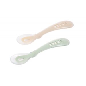 Набір ложок Beaba силіконових 2 шт. 8+, оливковий/рожевий