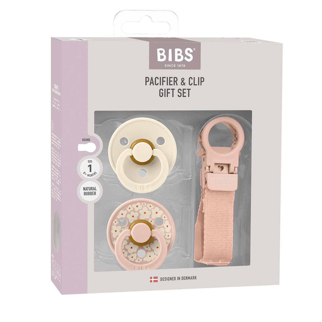 Подарунковий набір пустушки та тримач для соски BIBS Colour Pacifier & Loop Clip Gift Set Latex