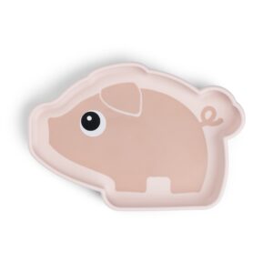 Силіконова тарілка з присоскою Stick & Stay Pigee Пудрова