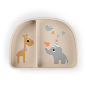 Силіконова миска секційна з присоскою Stick & Stay Celebration Піщана