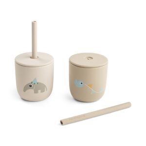 Силіконові стакани зі соломинкою Celebration Піщані, 2 шт