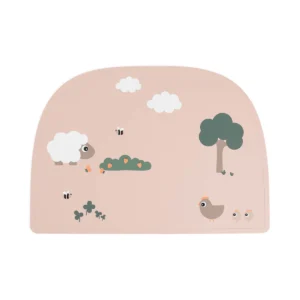 Силіконовий килимок під тарілку Done by deer Tiny Farm, пудровий