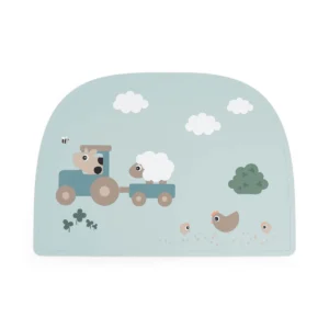 Силіконовий килимок під тарілку Done by deer Tiny Farm, синій