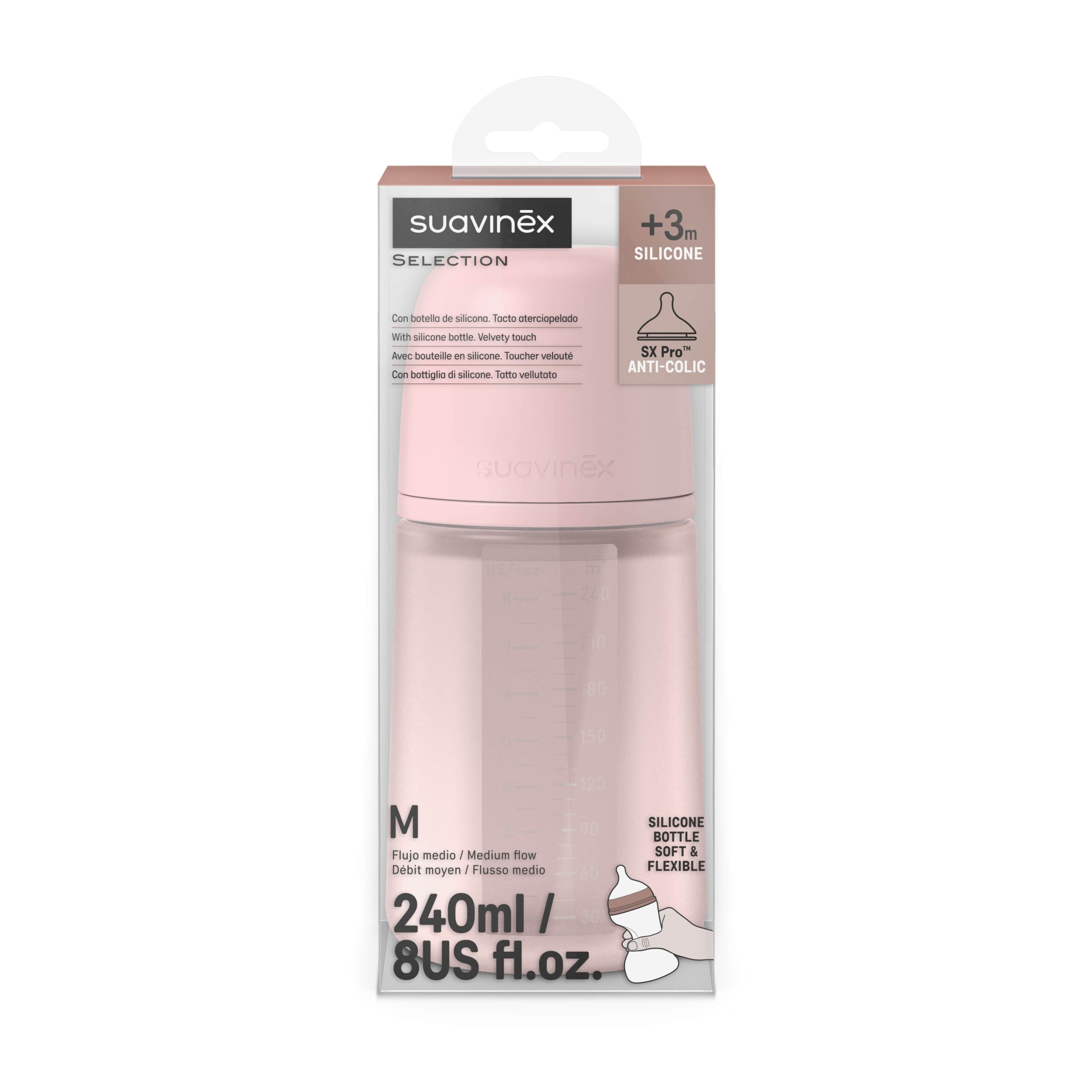 Пляшечка силіконова Suavinex COLOUR ESSENCE, рожевий 240 мл — изображение 2
